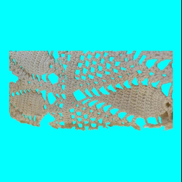 Vtg Handmade Hanging Doll Pin Cushion Crochet Doily Skirt Appliqués Ribbon 20x12 - Picture 8 of 10